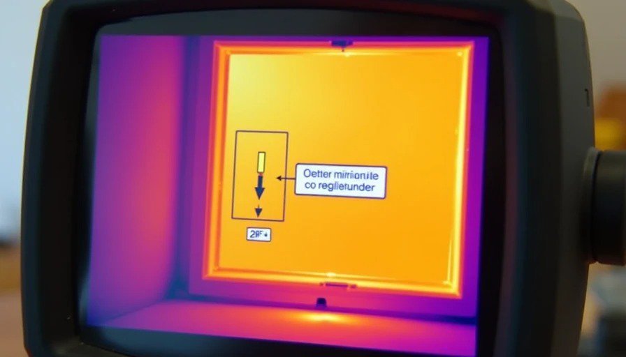 Thermal camera close‑up showing 2°F warm spot at stud below window – 16% moisture reading – chronic exposure